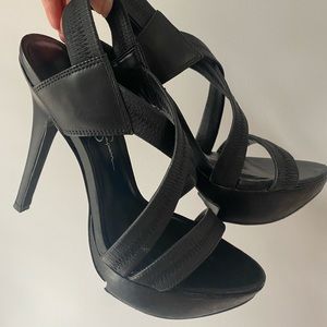 Strappy black heels, worn once